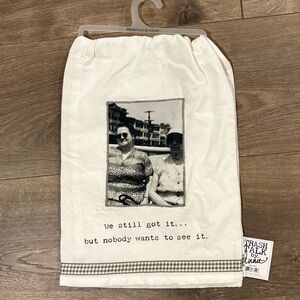 Primitives by Kathy White Kitchen Towel with Black Print